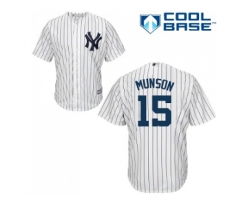 Men's Majestic New York Yankees #15 Thurman Munson Authentic White Home MLB Jersey