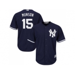 Men's Majestic New York Yankees #15 Thurman Munson Replica Navy Blue Alternate MLB Jersey