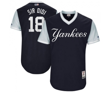 Men's Majestic New York Yankees #18 Didi Gregorius  Sir Didi  Authentic Navy Blue 2017 Players Weekend MLB Jersey