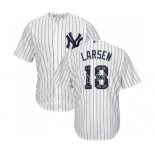 Men's Majestic New York Yankees #18 Don Larsen Authentic White Team Logo Fashion MLB Jersey