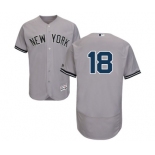 Men's Majestic New York Yankees #18 Johnny Damon Grey Road Flex Base Authentic Collection MLB Jersey