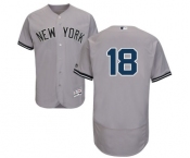 Men's Majestic New York Yankees #18 Johnny Damon Grey Road Flex Base Authentic Collection MLB Jersey