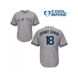 Men's Majestic New York Yankees #18 Johnny Damon Replica Grey Road MLB Jersey