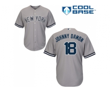 Men's Majestic New York Yankees #18 Johnny Damon Replica Grey Road MLB Jersey