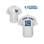 Men's Majestic New York Yankees #18 Johnny Damon Replica White Home MLB Jersey