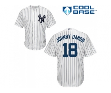 Men's Majestic New York Yankees #18 Johnny Damon Replica White Home MLB Jersey