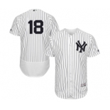 Men's Majestic New York Yankees #18 Johnny Damon White Home Flex Base Authentic Collection MLB Jersey