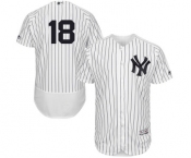 Men's Majestic New York Yankees #18 Johnny Damon White Home Flex Base Authentic Collection MLB Jersey