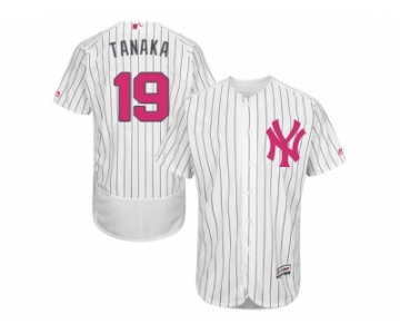 Men's Majestic New York Yankees #19 Masahiro Tanaka Authentic White 2016 Mother's Day Fashion Flex Base MLB Jersey