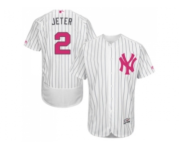 Men's Majestic New York Yankees #2 Derek Jeter Authentic White 2016 Mother's Day Fashion Flex Base MLB Jersey