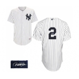 Men's Majestic New York Yankees #2 Derek Jeter Authentic White Home Autographed MLB Jersey