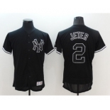 Men's Majestic New York Yankees #2 Derek Jeter Lights Out Black Flexbase Authentic Collection MLB Jersey