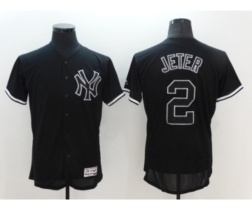 Men's Majestic New York Yankees #2 Derek Jeter Lights Out Black Flexbase Authentic Collection MLB Jersey