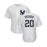 Men's Majestic New York Yankees #20 Jorge Posada Authentic White Team Logo Fashion MLB Jersey