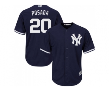 Men's Majestic New York Yankees #20 Jorge Posada Replica Navy Blue Alternate MLB Jersey