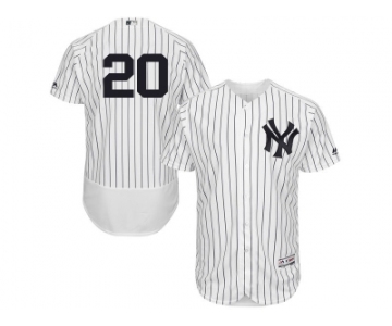 Men's Majestic New York Yankees #20 Jorge Posada White Navy Flexbase Authentic Collection MLB Jersey