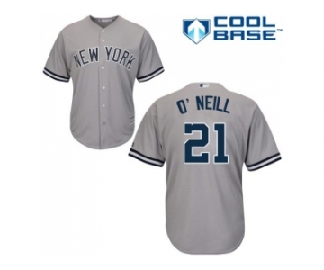 Men's Majestic New York Yankees #21 Paul O'Neill Authentic Grey Road MLB Jersey