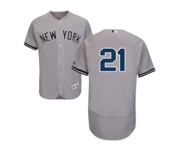 Men's Majestic New York Yankees #21 Paul O'Neill Grey Flexbase Authentic Collection MLB Jersey