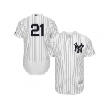 Men's Majestic New York Yankees #21 Paul O'Neill White Navy Flexbase Authentic Collection MLB Jersey