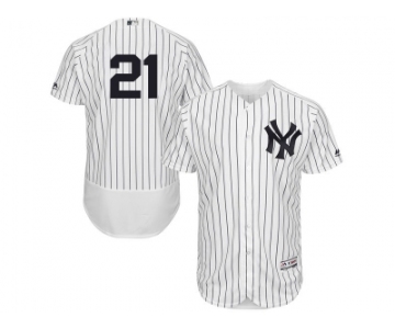 Men's Majestic New York Yankees #21 Paul O'Neill White Navy Flexbase Authentic Collection MLB Jersey