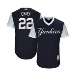 Men's Majestic New York Yankees #22 Jacoby Ellsbury Chief Authentic Navy Blue 2017 Players Weekend MLB Jersey