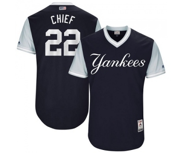 Men's Majestic New York Yankees #22 Jacoby Ellsbury Chief Authentic Navy Blue 2017 Players Weekend MLB Jersey