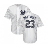 Men's Majestic New York Yankees #23 Don Mattingly Authentic White Team Logo Fashion MLB Jersey