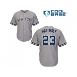 Men's Majestic New York Yankees #23 Don Mattingly Replica Grey Road MLB Jersey