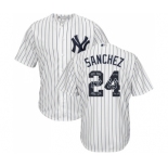 Men's Majestic New York Yankees #24 Gary Sanchez Authentic White Team Logo Fashion MLB Jersey