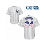 Men's Majestic New York Yankees #24 Gary Sanchez Authentic White USA Flag Fashion MLB Jersey