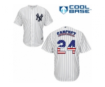 Men's Majestic New York Yankees #24 Gary Sanchez Authentic White USA Flag Fashion MLB Jersey