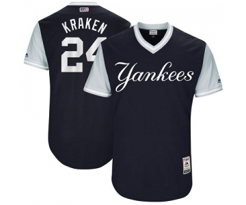 Men's Majestic New York Yankees #24 Gary Sanchez Kraken Authentic Navy Blue 2017 Players Weekend MLB Jersey