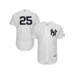 Men's Majestic New York Yankees #25 Mark Teixeira White Navy Flexbase Authentic Collection MLB Jersey