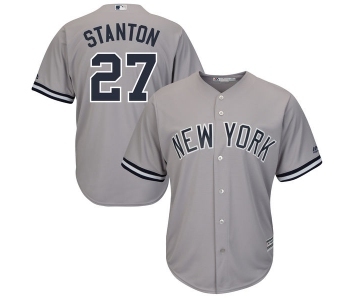 Men's Majestic New York Yankees #27 Giancarlo Stanton Replica Grey Road MLB Jersey