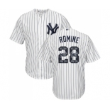 Men's Majestic New York Yankees #28 Austin Romine Authentic White Team Logo Fashion MLB Jersey