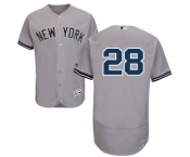 Men's Majestic New York Yankees #28 Austin Romine Grey Road Flex Base Authentic Collection MLB Jersey