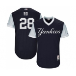 Men's Majestic New York Yankees #28 Austin Romine  Ro Authentic Navy Blue 2017 Players Weekend MLB Jersey