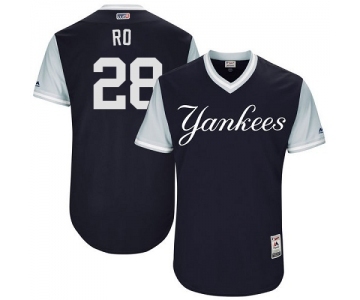 Men's Majestic New York Yankees #28 Austin Romine  Ro Authentic Navy Blue 2017 Players Weekend MLB Jersey