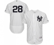 Men's Majestic New York Yankees #28 Austin Romine White Home Flex Base Authentic Collection MLB Jersey