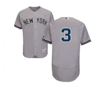 Men's Majestic New York Yankees #3 Babe Ruth Grey Flexbase Authentic Collection MLB Jersey