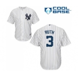 Men's Majestic New York Yankees #3 Babe Ruth Replica White Home MLB Jersey