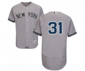 Men's Majestic New York Yankees #31 Aaron Hicks Grey Flexbase Authentic Collection MLB Jersey