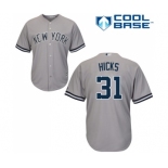 Men's Majestic New York Yankees #31 Aaron Hicks Replica Grey Road MLB Jersey