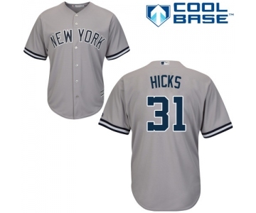 Men's Majestic New York Yankees #31 Aaron Hicks Replica Grey Road MLB Jersey