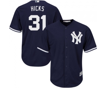 Men's Majestic New York Yankees #31 Aaron Hicks Replica Navy Blue Alternate MLB Jersey