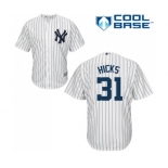 Men's Majestic New York Yankees #31 Aaron Hicks Replica White Home MLB Jersey