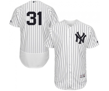 Men's Majestic New York Yankees #31 Aaron Hicks White Navy Flexbase Authentic Collection MLB Jersey