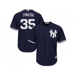 Men's Majestic New York Yankees #35 Michael Pineda Authentic Navy Blue Alternate MLB Jersey