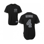 Men's Majestic New York Yankees #4 Lou Gehrig Authentic Black Fashion MLB Jersey