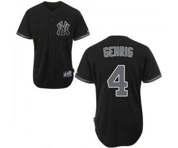 Men's Majestic New York Yankees #4 Lou Gehrig Authentic Black Fashion MLB Jersey